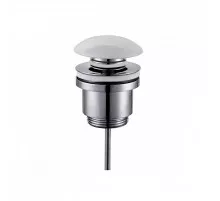 Донный клапан для раковины Raglo R600.01.38 без перелива (клик-клак), латунь с керамической крышкой, белый