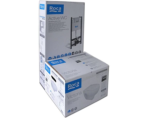 Заказать Комплект унитаза с инсталляцией Roca Victoria 893100000 с сиденьем Микролифт и клавишей смыва Хром в магазине сантехники Santeh-Crystal.ru