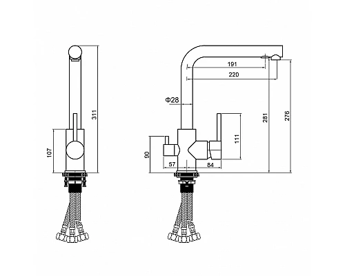 Смеситель для кухни c подключением фильтра питьевой воды RIMERO RM4399MG (Матовое золото)