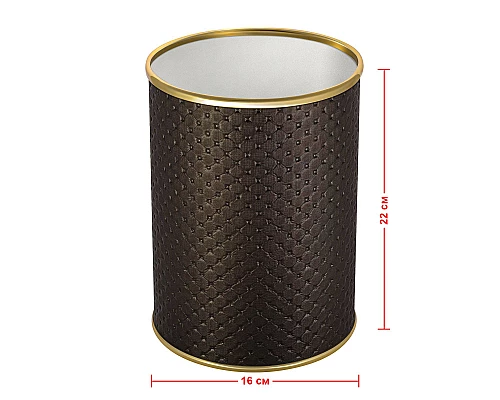 Ведро для мусора 3л открытое Geralis M-PCG-B PUNTO шоколад, кант золото