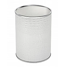 Ведро для мусора 3л открытое Geralis M-KWH-B CROCO белое, кант хром
