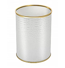 Ведро для мусора 3л открытое Geralis M-KWG-B CROCO белое, кант золото