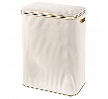 Корзина для белья Geralis NRWG-B Ромб белая, кант золото, стандартная