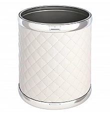 Ведро для мусора 6л открытое Geralis M-SWH2-S Ромб стежка, белое, кант хром, внутренний цвет необработанный хром