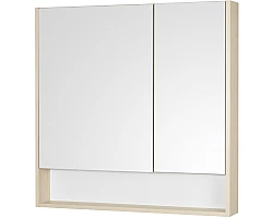 Зеркальный шкаф 85x85 см белый матовый\/дуб верона Акватон Сканди 1A252302SDB20