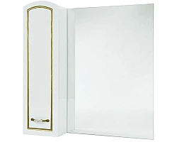Зеркальный шкаф 68x80 см белый глянец золотая патина L Bellezza Амелия 4610311002387