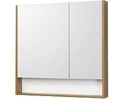 Зеркальный шкаф 85x85 см белый матовый\/дуб рустикальный Акватон Сканди 1A252302SDZ90