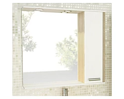 Зеркальный шкаф 90x83,2 см сосна лоредо\/белый глянец Comforty Тулуза 00003132228