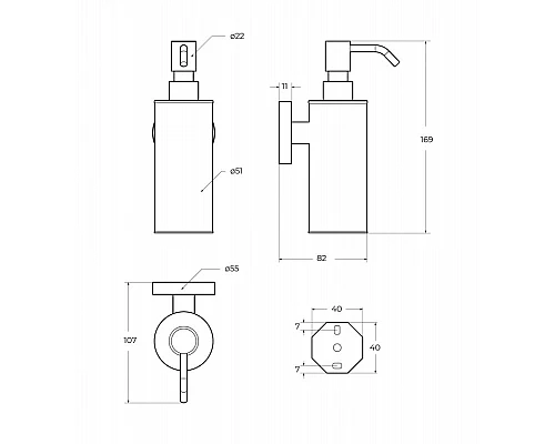 Диспенсер для мыла подвесной, металл CEZARES RELAX-SOIS-M-01