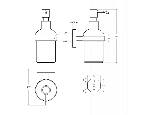 Диспенсер для мыла подвесной, стекло CEZARES RELAX-SOIS-V-IN