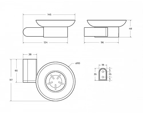 Мыльница подвесная, стекло CEZARES STYLUS-SODS-BORO