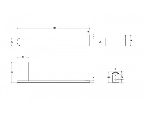 Полотенцедержатель 23 см CEZARES STYLUS-TH02-IN
