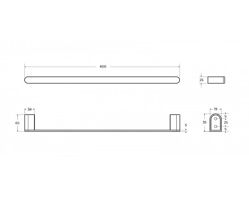 Полотенцедержатель 60 см CEZARES STYLUS-TH-60-01