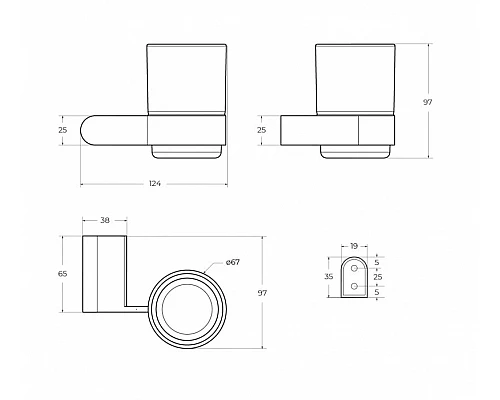 Стакан подвесной, стекло CEZARES STYLUS-TUMS-01