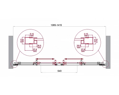 Душевая дверь в нишу BelBagno LUCE-BF-2-140-C-Cr