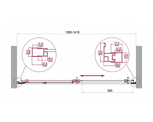 Душевая дверь в нишу BelBagno LUCE-BF-1-140-C-Cr