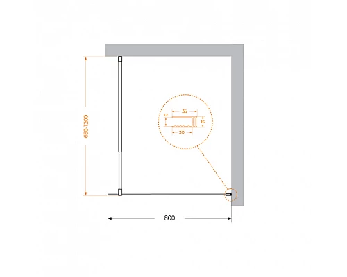 Душевая перегородка BelBagno KRAFT-L-1-80-C-Cr