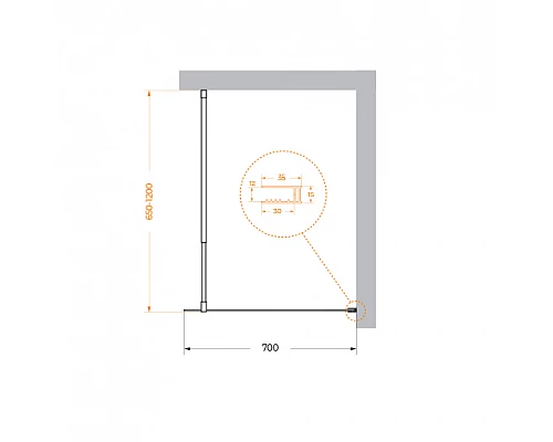 Душевая перегородка BelBagno KRAFT-L-1-70-C-Cr
