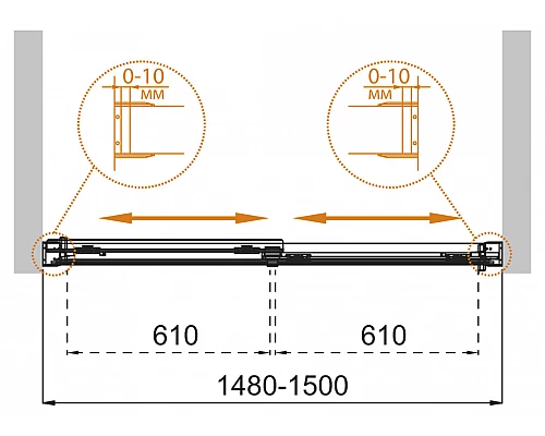 Шторка на ванну CEZARES TANDEM-SOFT-VF-2-150/145-P-Cr