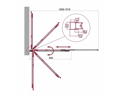 Душевая шторка на ванну BelBagno LUCE-VF-11-100/145-C-NERO