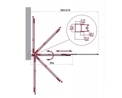Душевая шторка на ванну BelBagno LUCE-VF-11-90/145-P-NERO
