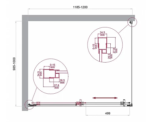 Душевой уголок BelBagno LUCE-AH-1-120/100-C-Cr