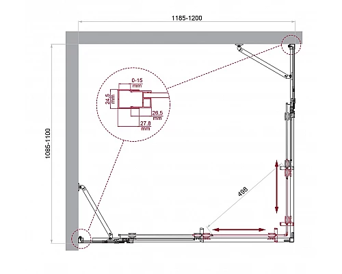 Душевой уголок BelBagno LUCE-AH-22-120/110-C-Cr