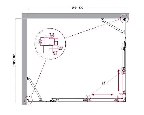 Душевой уголок BelBagno LUCE-AH-22-130/110-C-Cr