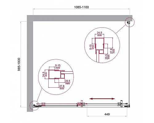 Душевой уголок BelBagno LUCE-AH-1-110/100-C-Cr