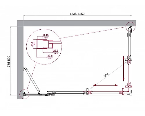Душевой уголок BelBagno LUCE-AH-21-125/80-C-Cr