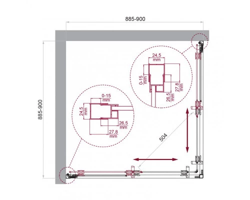 Душевой уголок BelBagno LUCE-A-2-90-C-NERO