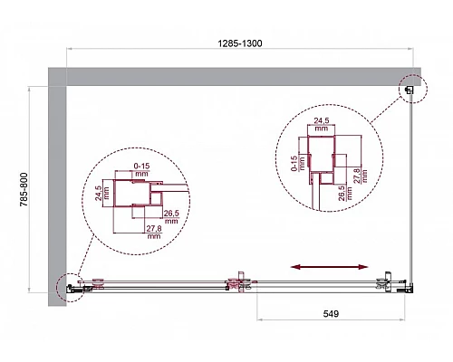 Душевой уголок BelBagno LUCE-AH-1-130/80-C-Cr