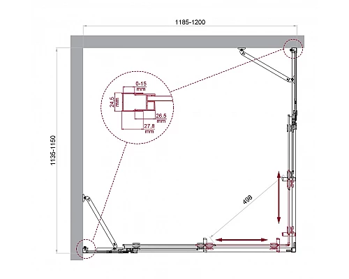 Душевой уголок BelBagno LUCE-AH-22-120/115-C-Cr