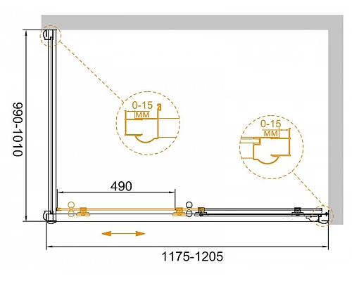 Душевой уголок CEZARES GIUBILEO-AH-1-120/100-SCORREVOLE-C-G