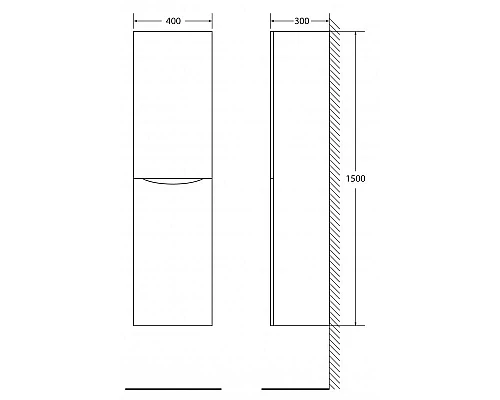 Шкаф подвесной, с двумя распашными дверцами BelBagno FLY-MARINO-1500-2A-SC-PT-P-L