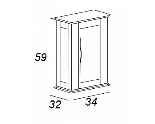 Шкафчик подвесной с одной распашной дверцей, реверсивный CEZARES 54960 Bianco opaco