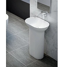 Напольная раковина из литьевого мрамора CEZARES TITAN-ROUND-60-39-90-LVB-FS