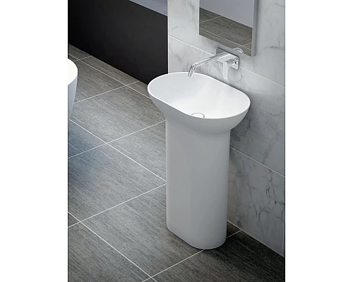 Напольная раковина из литьевого мрамора CEZARES TITAN-ROUND-60-39-90-LVB-FS