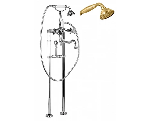 Напольный смеситель для ванны с повор.изливом кронштейном слива-перелива CEZARES GOLF-VDPS2-02-M