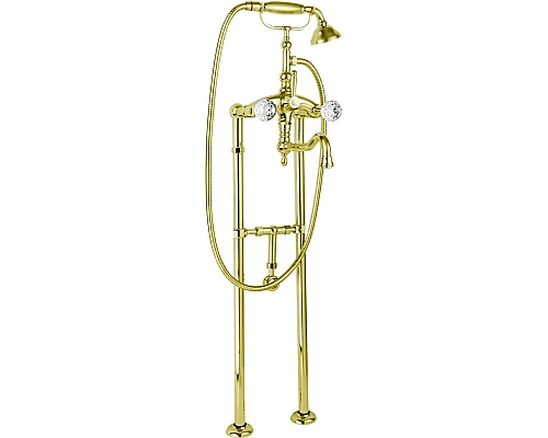 Напольный смеситель для ванны поворотный излив, ручным душем кронштейном слива-перелива CEZARES ATLANTIS-VDPS2-03/24-Sw/M