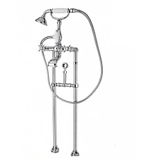 Напольный смеситель для ванны с ручным душем и кронштейном для слива-перелива CEZARES LORD-VDPS-01-Bi