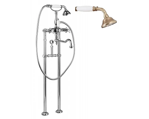 Напольный смеситель для ванны с повор.изливом кронштейном для слива-перелива CEZARES LORD-VDPS2-02-Bi