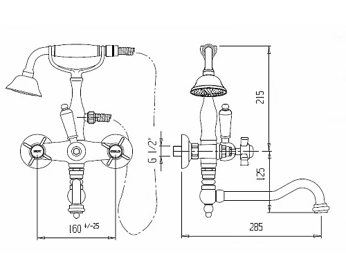 Напольный смеситель для ванны с поворотным изливом CEZARES NOSTALGIA-VDP2-01-M