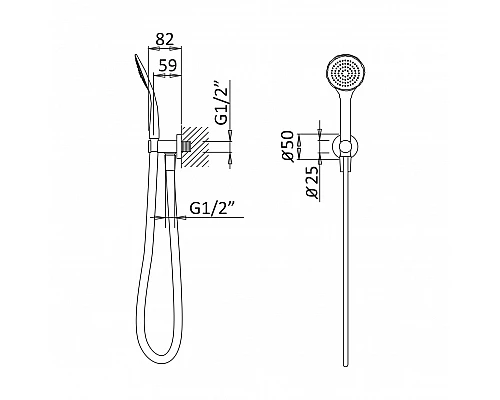Ручной душ со штуцером-держателем шланг 175 см CEZARES CZR-B-KD-SS Sunset