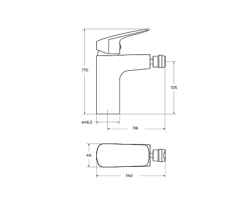 Смеситель для биде без донного клапана BelBagno DUE-BD-CRM-W0