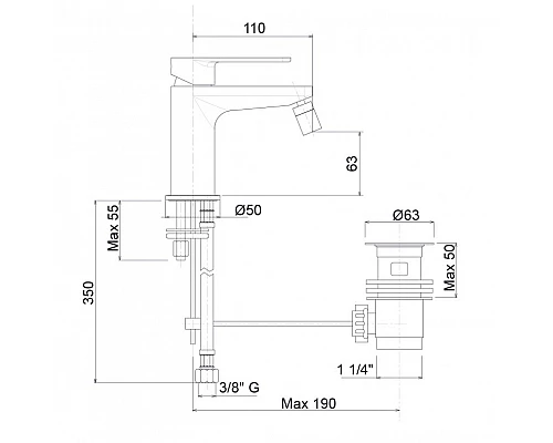 Смеситель на биде Cezares TIRRENO-BSM1-01-W0