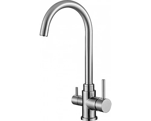 Смеситель для кухни с краном для питьевой воды, нержавеющая сталь, исполнение сатин BelBagno BB-LAM15A-IN