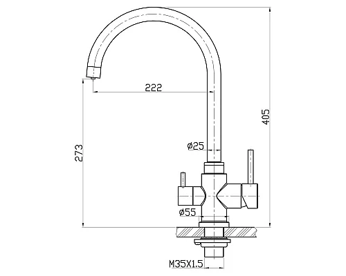 Смеситель для кухни с краном для питьевой воды, нержавеющая сталь, исполнение сатин BelBagno BB-LAM15A-IN