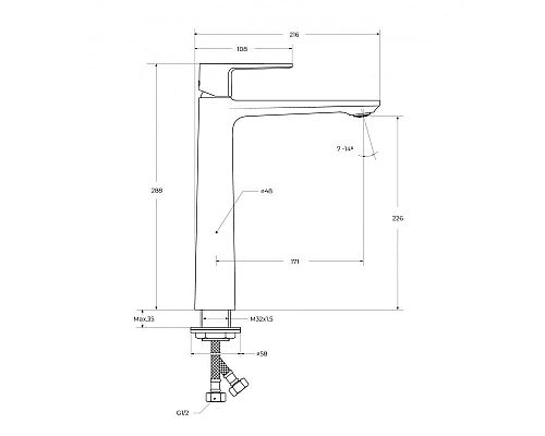 Смеситель для накладной раковины без донного клапана CEZARES LUX-LC-01-W0