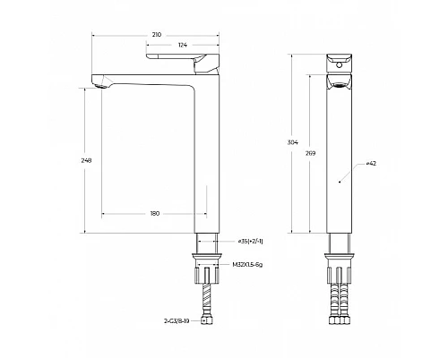Смеситель для накладной раковины без донного клапана CEZARES STYLUS-LC-IN-W0